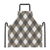 Brown And White Argyle Pattern Print Apron