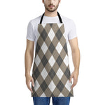 Brown And White Argyle Pattern Print Apron