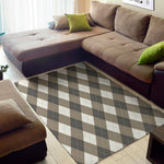 Brown And White Argyle Pattern Print Area Rug