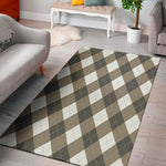 Brown And White Argyle Pattern Print Area Rug