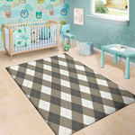 Brown And White Argyle Pattern Print Area Rug