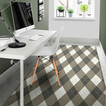 Brown And White Argyle Pattern Print Area Rug