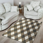 Brown And White Argyle Pattern Print Area Rug