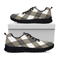 Brown And White Argyle Pattern Print Black Running Shoes
