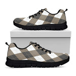 Brown And White Argyle Pattern Print Black Sneakers