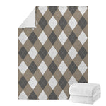Brown And White Argyle Pattern Print Blanket
