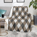 Brown And White Argyle Pattern Print Blanket