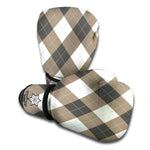 Brown And White Argyle Pattern Print Boxing Gloves