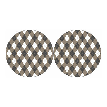 Brown And White Argyle Pattern Print Car Coasters