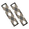 Brown And White Argyle Pattern Print Car Seat Belt Covers