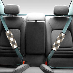 Brown And White Argyle Pattern Print Car Seat Belt Covers