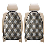 Brown And White Argyle Pattern Print Car Seat Organizers