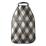 Brown And White Argyle Pattern Print Car Seat Organizers