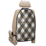 Brown And White Argyle Pattern Print Car Seat Organizers