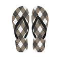 Brown And White Argyle Pattern Print Flip Flops