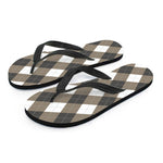 Brown And White Argyle Pattern Print Flip Flops