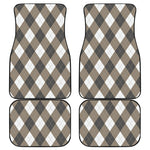 Brown And White Argyle Pattern Print Front and Back Car Floor Mats