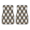 Brown And White Argyle Pattern Print Front Car Floor Mats