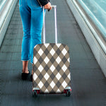 Brown And White Argyle Pattern Print Luggage Cover