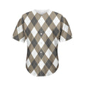Brown And White Argyle Pattern Print Men's Baseball Jersey