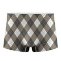 Brown And White Argyle Pattern Print Men's Boxer Briefs