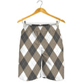 Brown And White Argyle Pattern Print Men's Shorts