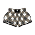 Brown And White Argyle Pattern Print Muay Thai Boxing Shorts