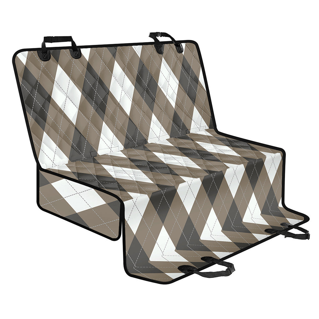 Brown And White Argyle Pattern Print Pet Car Back Seat Cover