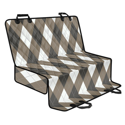 Brown And White Argyle Pattern Print Pet Car Back Seat Cover