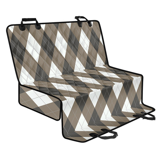 Brown And White Argyle Pattern Print Pet Car Back Seat Cover