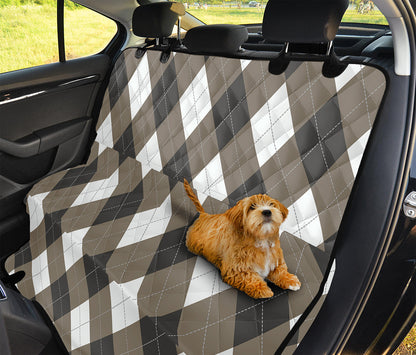 Brown And White Argyle Pattern Print Pet Car Back Seat Cover