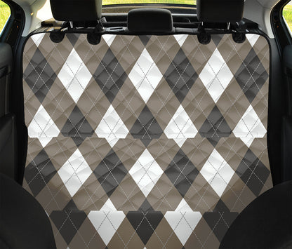 Brown And White Argyle Pattern Print Pet Car Back Seat Cover