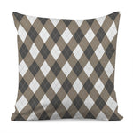 Brown And White Argyle Pattern Print Pillow Cover
