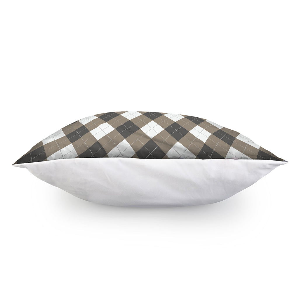 Brown And White Argyle Pattern Print Pillow Cover