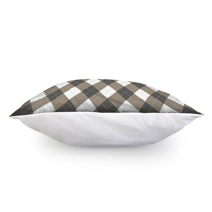 Brown And White Argyle Pattern Print Pillow Cover