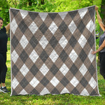 Brown And White Argyle Pattern Print Quilt