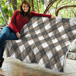 Brown And White Argyle Pattern Print Quilt