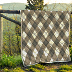 Brown And White Argyle Pattern Print Quilt