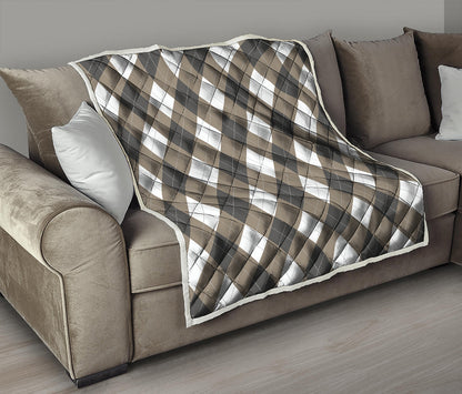 Brown And White Argyle Pattern Print Quilt