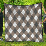 Brown And White Argyle Pattern Print Quilt