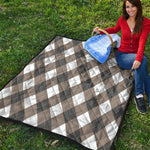Brown And White Argyle Pattern Print Quilt