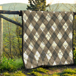 Brown And White Argyle Pattern Print Quilt