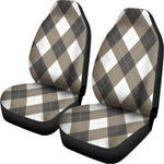 Brown And White Argyle Pattern Print Universal Fit Car Seat Covers