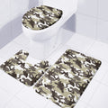 Brown And White Camouflage Print 3 Piece Bath Mat Set