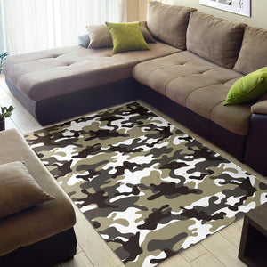 Brown And White Camouflage Print Area Rug GearFrost