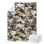 Brown And White Camouflage Print Blanket