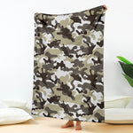 Brown And White Camouflage Print Blanket