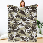 Brown And White Camouflage Print Blanket