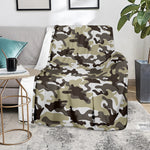 Brown And White Camouflage Print Blanket