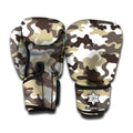 Brown And White Camouflage Print Boxing Gloves